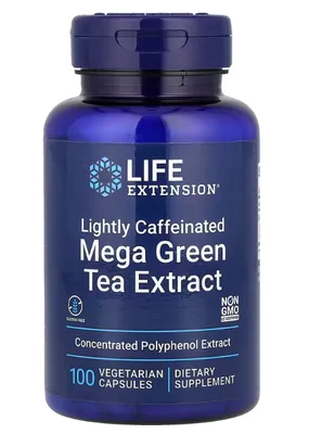 Mega Green Tea, Extrato de chá Verde Mega, levemente Cafeinado, 725mg, 100 Cápsulas, Life Extension