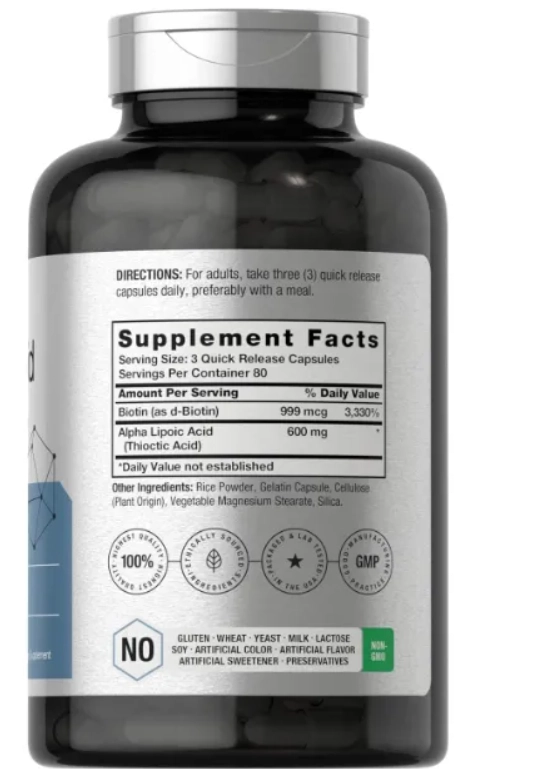 Ácido Alfa Lipóico, 600mg, 240 cápsulas, Horbaach