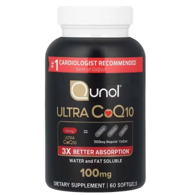 CoQ10  100mg, Energia e Saúde Cardíaca, 180 Softgels, Qunol