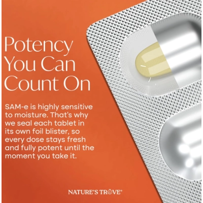 SAM-e 400mg, 60 Cápsulas, Nature's Trove