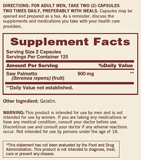 Saw Palmetto For Him, 450mg, 250 Cápsulas, Sundown