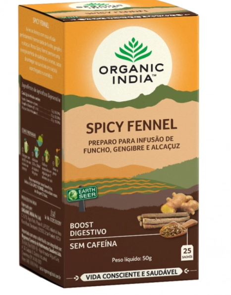 Chá Spicy Fennel, 25 Sachês, Organic India