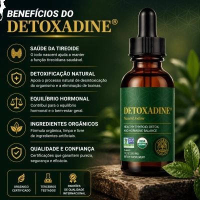 Detoxadine, Iodo Líquido, Metabolismo, Energia e Equilíbrio do Organismo, 29,6 ml, Global Healing