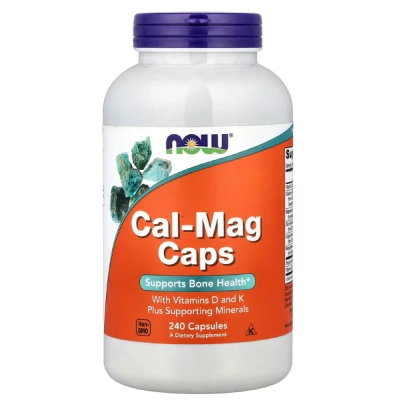 Cal Mag, Cálcio e Magnésio com Vitaminas D e K, 240 Cápsulas, Now