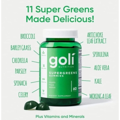 Supergreens, Superalimentos, Vitaminas e Probióticos, 60 Gomas, Golí Nutrition