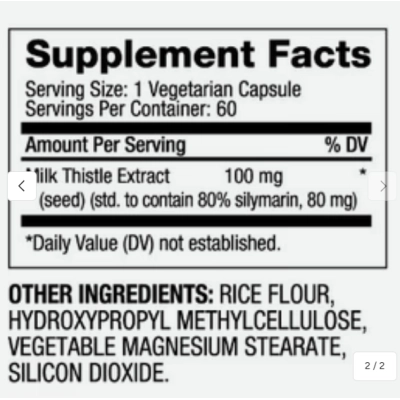 Milk Thistle 100mg, 60 Cápsulas, Biovea