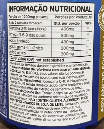 Coenzima CoQ10 com Ômega 3-6-9, 1200mg, 60 Cápsulas, Sunfood