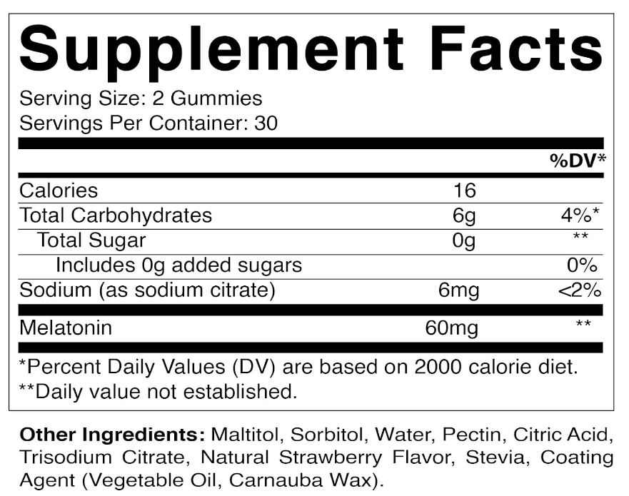 Melatonina 60mg, 60 Gomas Vag Sem Açúcar, Vitamatic