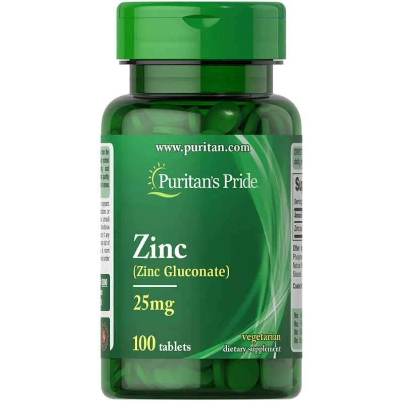 Gluconato de Zinco 25mg, 100 comprimidos, Puritan's Pride