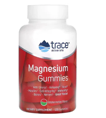 Magnésio, 84mg, 120 Gomas Sabor Melancia, Trace Minerals