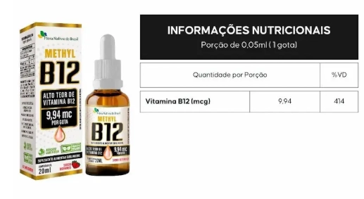 Vitamina B12 Metilcobalamina 9,94mcg, 20ml, Flora Nativa do Brasil