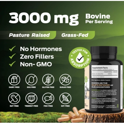 Grass Fed &amp; Pasture Raised 3000mg, Beef Liver, 180 Cápsulas, ForestLeaf
