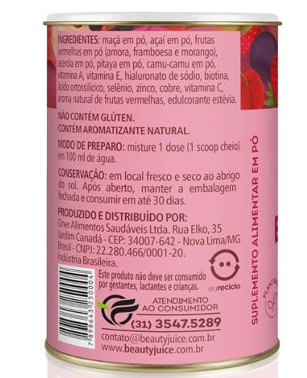 Super Beauty, Tratamento Anti Idade com Ácido Hialurônico, 165g Sabor Frutas Vermelhas, Organify