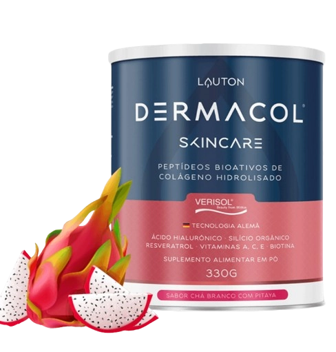 Dermacol Colágeno Hidrolisado Verisol, com Ácido Hialurônico, Chá Branco com Pitaya, 330g, Lauton Nutrition