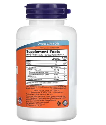 Óleo de Krill Neptune, 500mg, 120 Cápsulas, Now