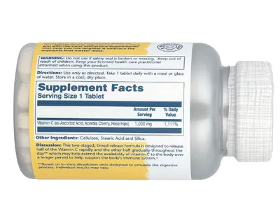 Vitamina C 1000mg Com Rosa-mosqueta e Acerola, 100 Comprimidos, Solaray