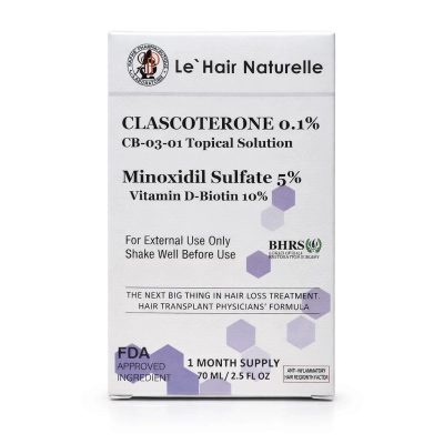 Clascoterone 0.1% + Minoxidil Sulfate 5%, 70ml, Le' Hair Naturelle