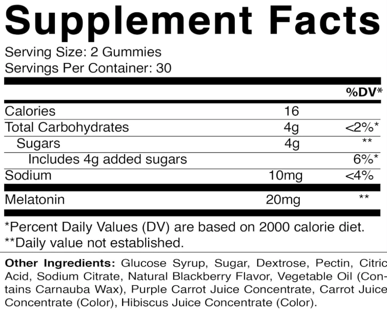 Melatonina 20mg, 60 Gomas Sabor Amora, Vitamatic