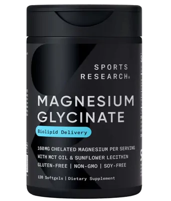 Glicinato de Magnésio 80mg, 120 Softgels, Sports Research