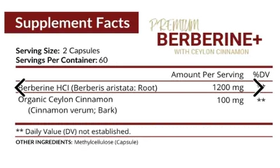Berberina + Canela do Ceilão, 1200mg, 120 Capsulas, Nutriflair