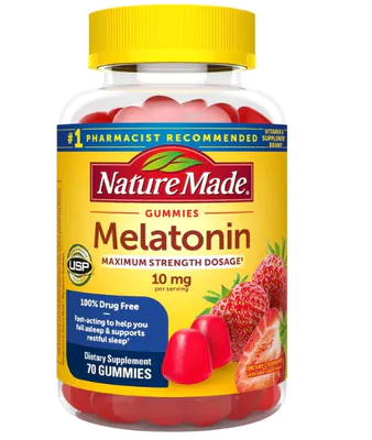 Melatonina 10mg, 70 Gomas Sabor Morango, Nature Made