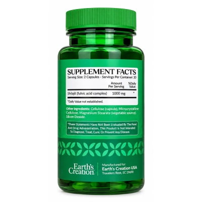 Shilajit Himalaio com Complexo de Ácido Fúlvico 1000mg, 60 Cápsulas, Earth´s Creation