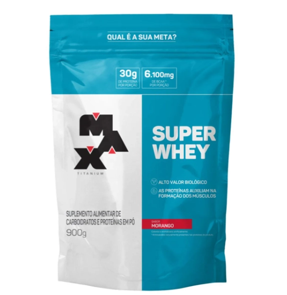 Super Whey, Sabor Morango, 900g, Max Titanium