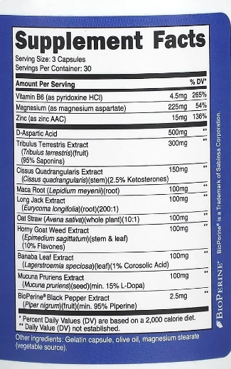 Testosterone Complex, 1800mg, 90 Cápsulas, Nutricost