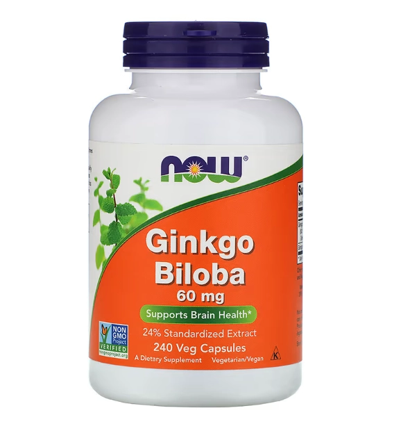 Ginkgo Biloba, 60 mg, 240 Cápsulas, Now