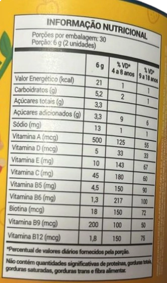 Multivitamínico para crianças, 60 Gomas Sabor Frutas Naturais, Gummy Kids