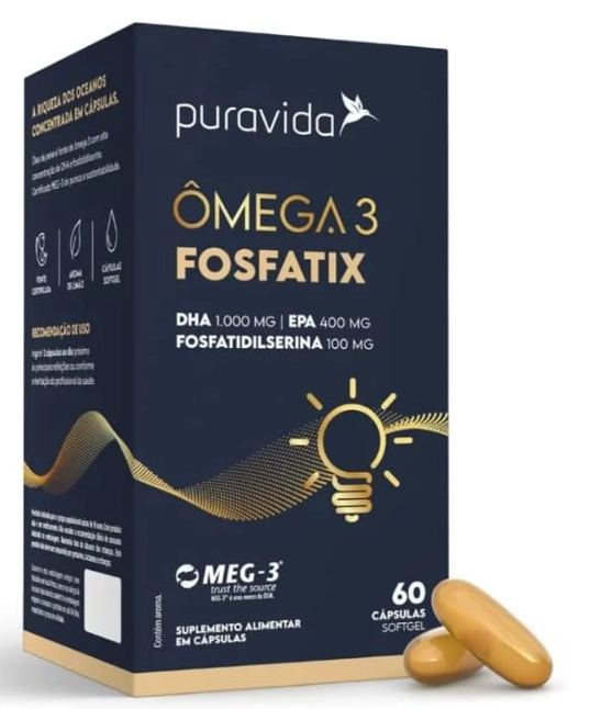Ômega 3 Fosfatix, 60 Cápsulas, PuraVida