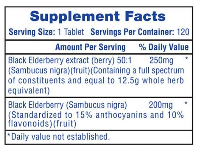 Black Elderberry, 120 Comprimidos, Hi-Tech Pharma