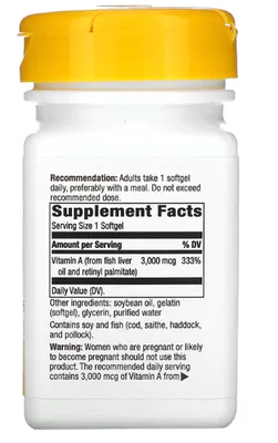 Vitamina A, 3.000 mcg, 100 Cápsulas, Nature's Way