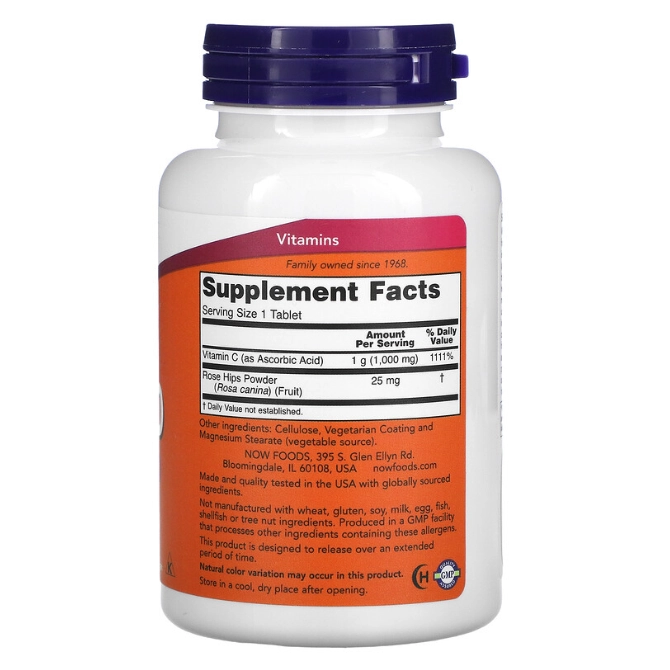 Vitamina C, 1000mg , 100 Comprimidos, Now