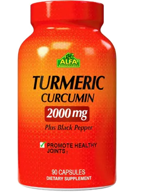 Turmeric Cúrcuma, 2000mg, 95% Curcuminoides com Extrato de Pimenta Preta, 90 Cápsulas, Alfa Vitamin