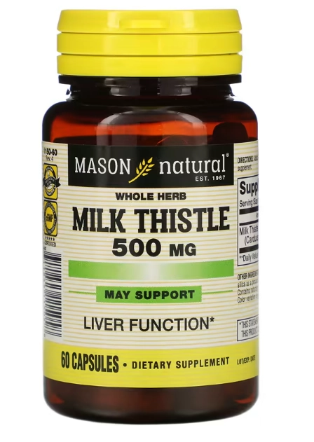 Milk Thistle, 500mg, 60 Cápsulas, Mason Natural