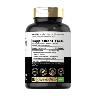 Suplemento de Pygeum 1300mg Complex, Suporte à Saúde Prostática e Função do Trato Urinário, 240 Cápsulas, Carlyle