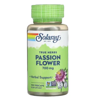 Passion Flower 700mg, Passiflora, 100 VegCaps, Solaray