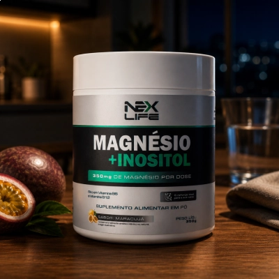 Magnésio + Inositol em Pó, 7g por Porção, 350g, Sabores, Nexlife