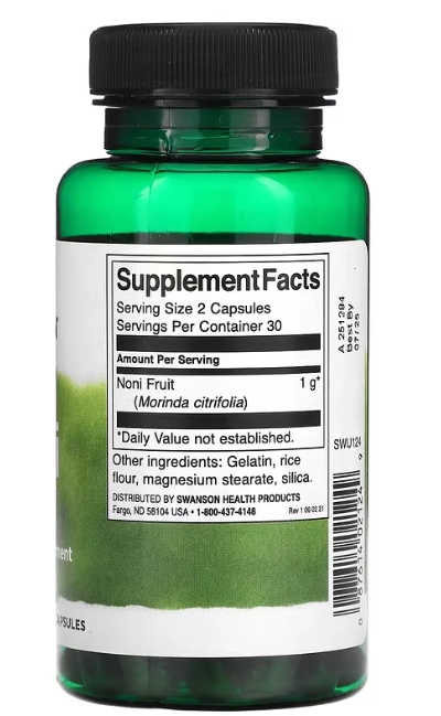 Noni 500mg, 60 Cápsulas, Swanson