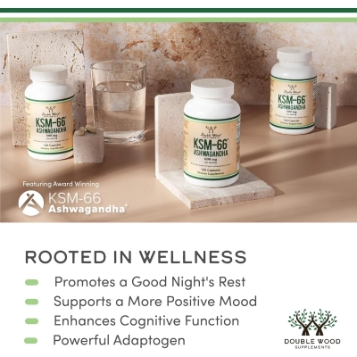 Ashwagandha KSM‑66®, 600 mg, 120 cápsulas, Double Wood