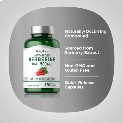 Berberina HCL, 500 mg, 120 Cápsulas, PipingRock