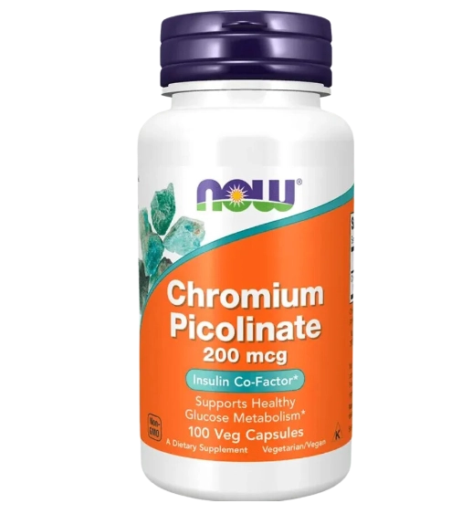 Picolinato de Cromo, 200mcg, 100 Cápsulas Now,