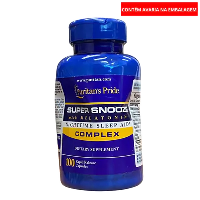 Melatonina, 5mg, Super Snooze (Sono profundo), 100 cápsulas (Pequena Avaria)