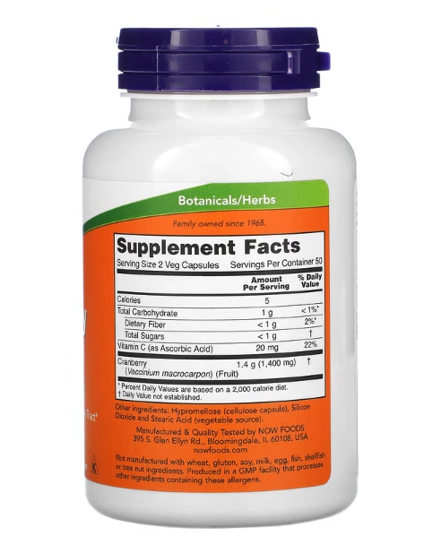 Cranberry, 1400mg, 100 Cápsulas, Now