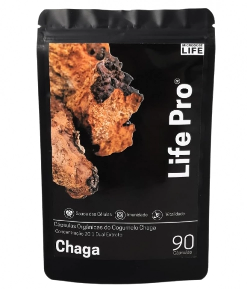 Extrato Chaga, Cogumelo do Antienvelhecimento, Para Pele e Bem-estar Digestivo, 90 Cápsulas, Microdose Life