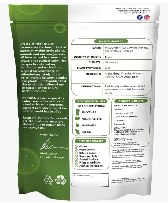 Matcha Green Tea, 170g, MRM Nutrition