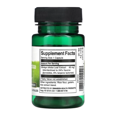 Ginkgo com Vinpocetina, 60 Cápsulas, Swanson