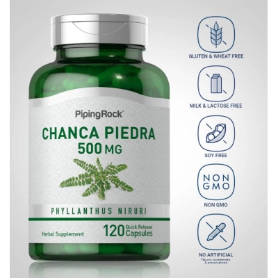 Chanca Piedra 500mg, 120 Cápsulas, PipingRock