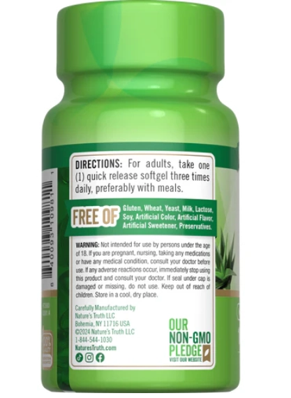 Aloe Vera, Gel de Babosa, 5000mg, 100 Cápsulas, Nature's Truth